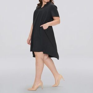 COTIDIE dress black Gabrielle‎ pleated back short sleeve high low Size 3X